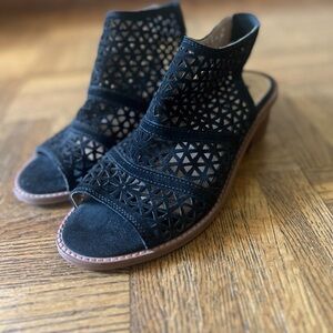 Diba Black Sandals with Perforated Design